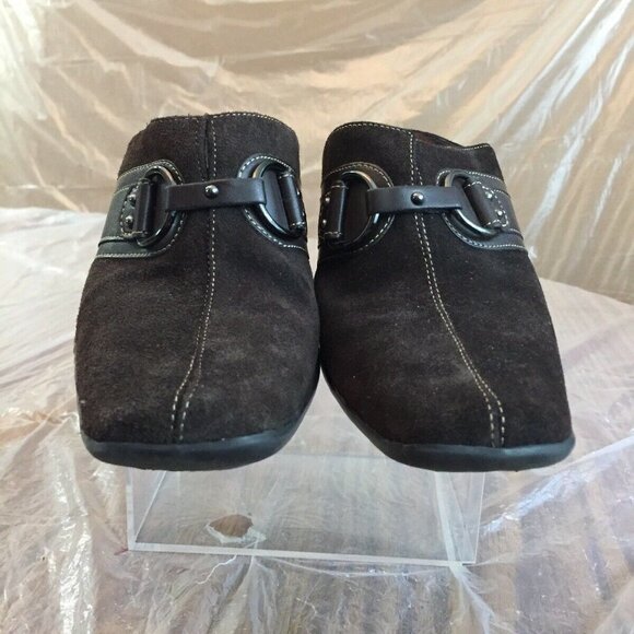 Aerosoles Shoes 7.5M Brown‎ Suede Mule 3” Heels Clogs Ring Decor In a Cinch Work - Picture 6 of 12